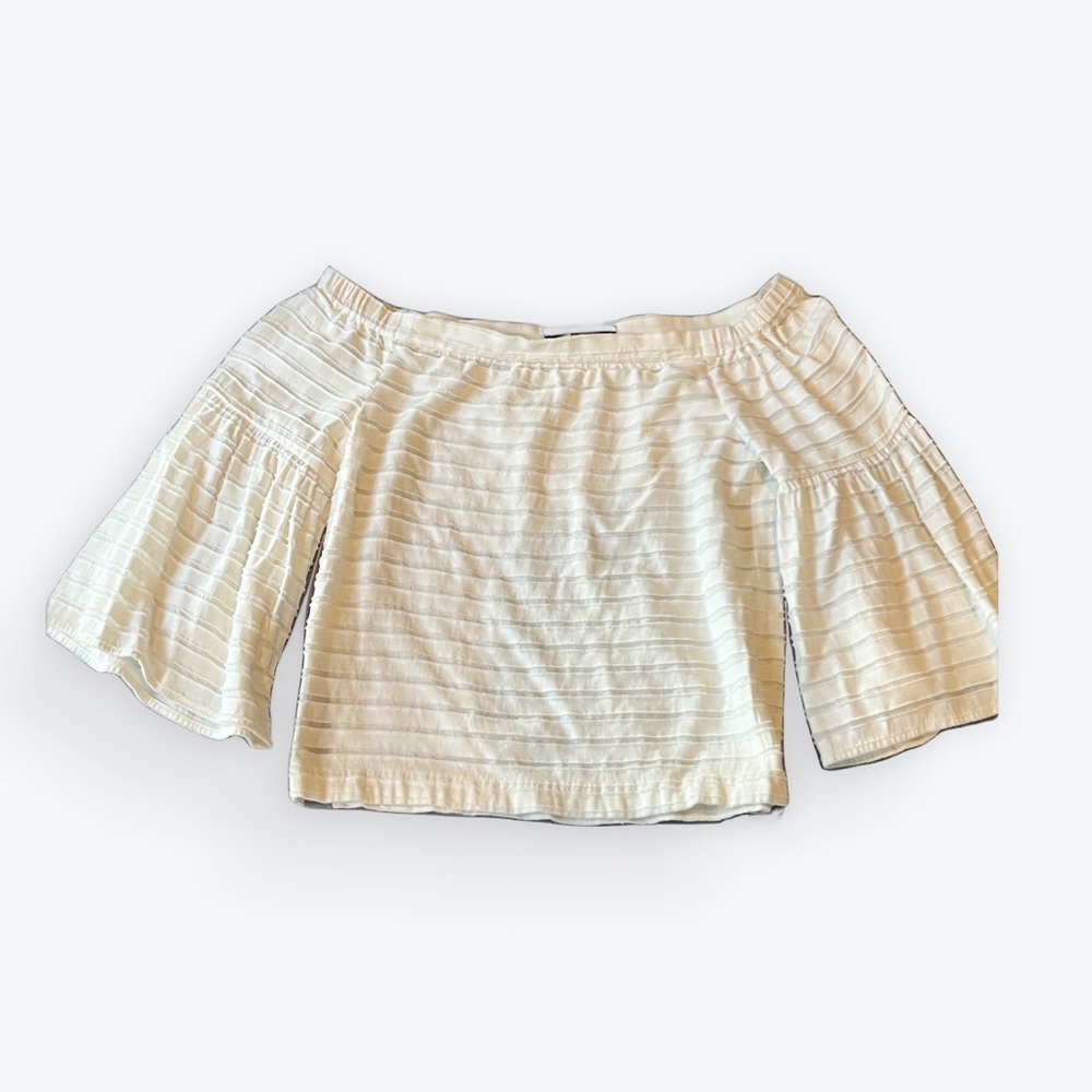 BCBGMaxAzria Cream Off-Shoulder Blouse